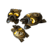 Шкатулки Черепахи Семья Набор 3 шт 20, 16, 12 см резьба Четырехлистник коричневые албезия