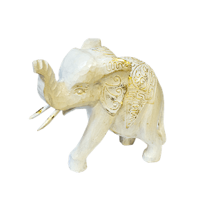 Слоник Хобот вверх 20х20 см белый с золотом албезия