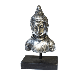 Бюст Будды  на подставке 15х26 см античное серебро