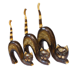 Кошки Хвост трубой Набор 3 шт 33,30,23 см роспись мазками коричневые