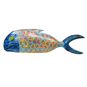 Панно настенное Рыба 90 см синее албезия