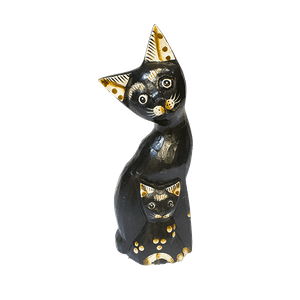 Кошка с котенком 20 см темно-коричневые албезия
