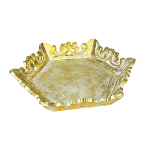 Поднос декоративный Гекса 36х6х31 см White Gold резьба албезия