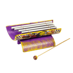 Ксилофон 4 трубки 20 см Геккон фиолетовый бамбук с палочкой