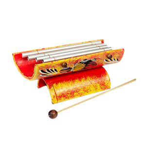 Ксилофон 4 трубки 20 см Геккон огненный бамбук с палочкой