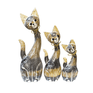 Кошки с бантиком Семья 50,40,30 см Полоска коричневые с серым албезия