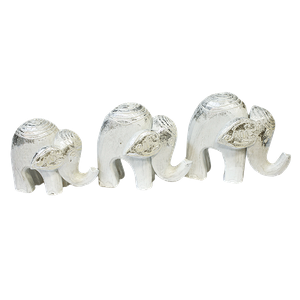 Слоны Семья 12,11,10 см White Silver албезия