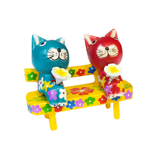 Котики Пара на скамейке 12х10 см с цветами цвет в ассортименте