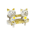 Котики Пара на скамейке 12х10 см с цветами белые потертые с золотом
