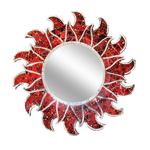 Зеркало Солнце 60х60 см красное абстракция инкрустация мозаика