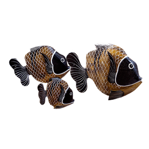 Рыбки Настенные украшения Набор 3 шт 33,26,20 см черно-коричневые албезия