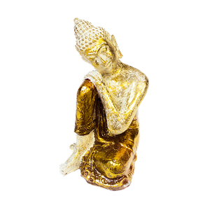 Будда Медитация 11х18 см тело белое золото одежда античное золото
