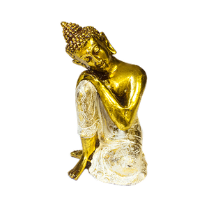 Будда Медитация 11х18 см античное золото тело белое золото одежда