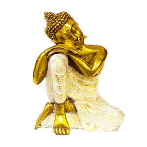 Будда Медитация 20х28 см тело античное золото одежда белое золото