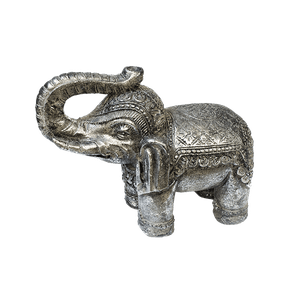 Слон Хобот вверх 35х26 см античное серебро натуральный камень