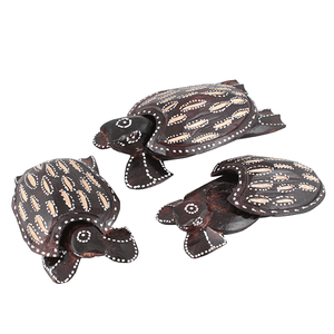 Шкатулки Черепахи Набор 3 шт 20,16,12 см резьба коричневые албезия