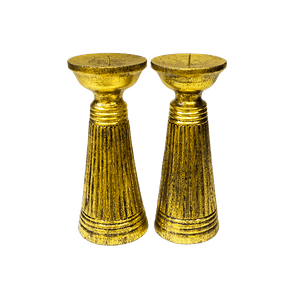 Подсвечник Пирамида Набор 2 шт 20 см Antic Gold резьба албезия