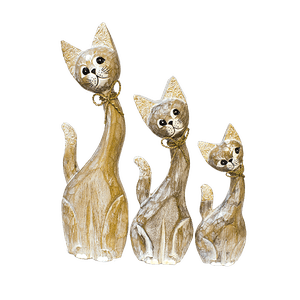 Кошки с бантиком Семья 50,40,30 см коричневые с белым албезия