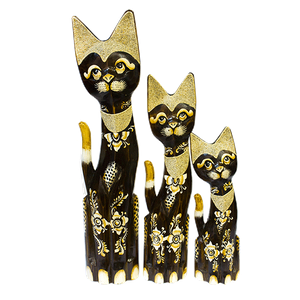 Кошки Семья 50,40,30 см ожерелье три цветка роспись морской песок коричневые