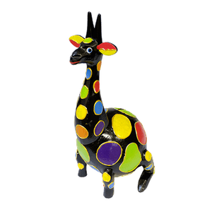 Копилка Жираф 30 см черный с цветными пятнами албезия кокос