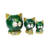 Кошки Набор 3 шт 10,8,6 см с бубенчиками зеленые с золотом