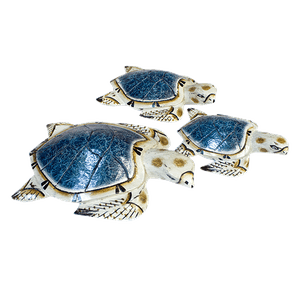 Черепахи Семья 25,20,15 см панцырь синий роспись мазками белые албезия