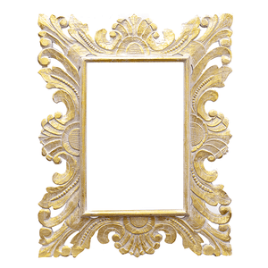 Рама резная для зеркала Людовик 80х100 см inside 42х62 см White Gold