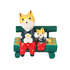 Кот с котенком на скамейке 16х17 см желтые