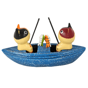 Котики Рыбаки в лодке 17х10 см желтые лодка синяя
