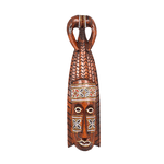 Маска настенная Тотем Абориген с рогами 50 см узор симметрия резьба коричневая