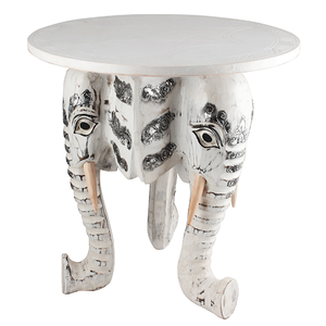 Столик Три Слона 48х50 см резьба былый с серебром