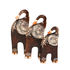 Слоны Хобот вверх Семья 35,32,25 см резьба роспись коричневые албезия