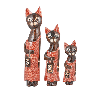 Кошки в платье Семья 50,40,30 см сумочка инкрустация камнем роспись красными мазками коричневые