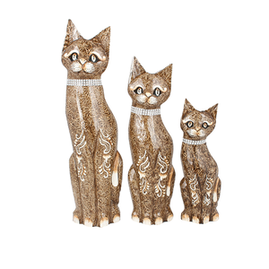 Кошки Семья 50,40,30 см ожерелье стразы растительный узор роспись мазками карамельные