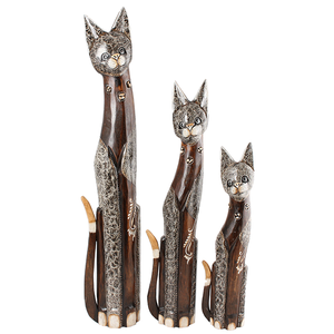 Кошки Семья 100,80,60 см ожерелье инкрустация камнями цветочный узор роспись мазками коричневые