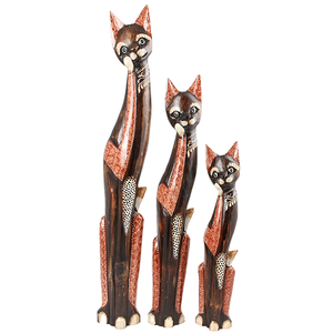 Кошки в мечтах Семья 100,80,60 см роспись красными мазками коричневые