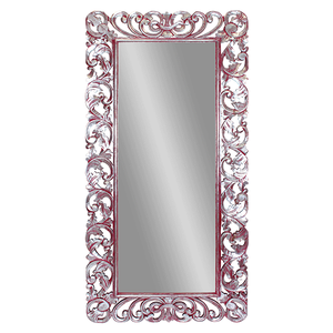 Рама резная для зеркала Флора 100х200 см inside 62х162 см White Silver Red