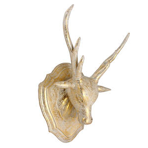 Голова оленя на стену 25х40 см белое золото