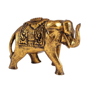 Слоник хобот вверх 17х12 см античное золото