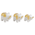 Слоники Семья 11,9,8 см White and Gold албезия