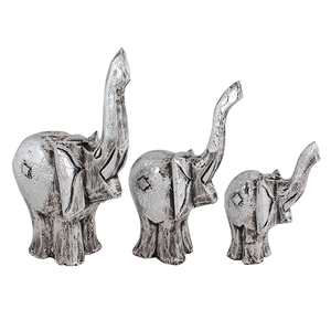 Слоны Семья 23,19,14 см  Grey Wash and Silver албезия