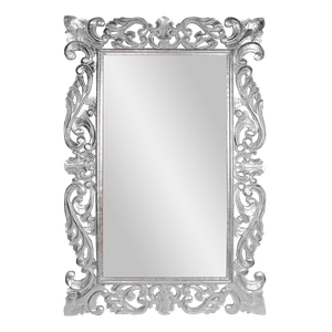 Рама резная для зеркала Богема 80х120 inside 52х92 см White Silver