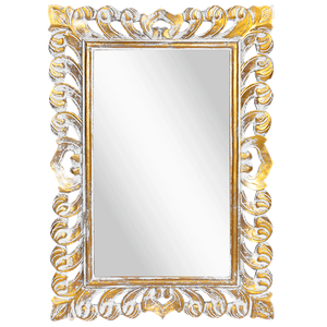 Рама резная для зеркала Римини Премиум 50х70 см inside 32х52 см White Gold Wash