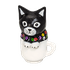 Котенок в кружке 18 см роспись цветами черно-белый албезия
