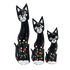 Кошки Семья 50,40,30 см черные роспись цветами албезия