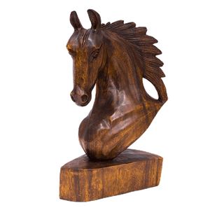 Конь Бюст 40 см резьба коричневый суар