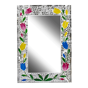 Зеркало Весенние мотивы 40х60 см в пурпурно-желтых тонах инкрустация мозаика