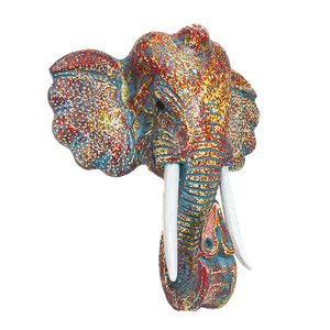 Маска настенная Голова Слона Поп-Арт 38х40 см мятно-розовая