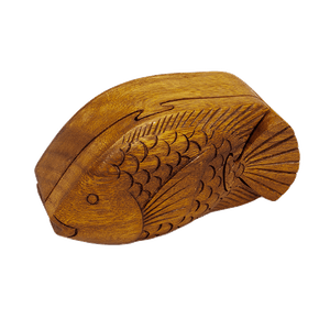 Шкатулка с секретом Рыбка 13х5 см резьба тонированный суар