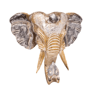 Маска настенная Голова слона 25х25 см натуральная с серебром